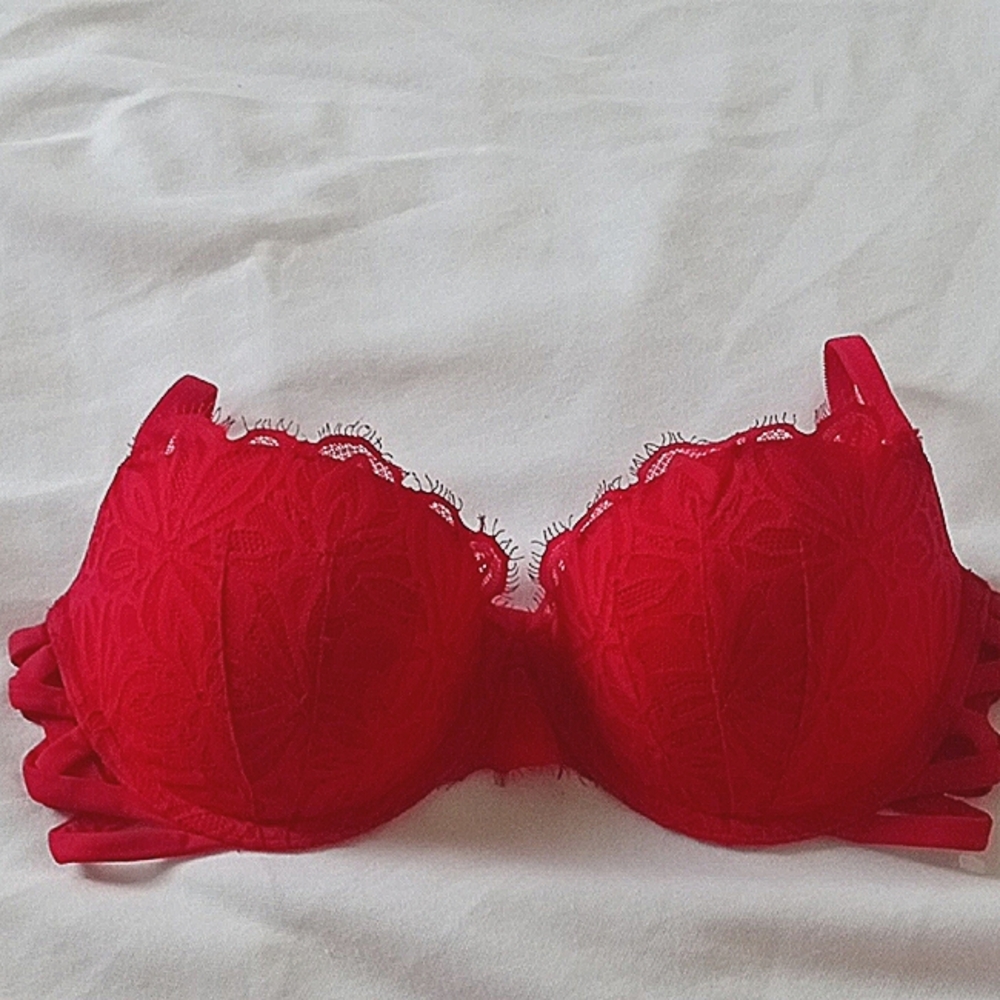 Victoria's Secret Red Lace Date Push Up Bra